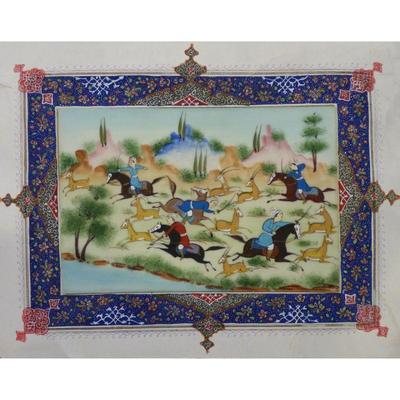 Hand Made Persian Miniature painting on plastic / Paper 7" X 9.5", Market Value $470