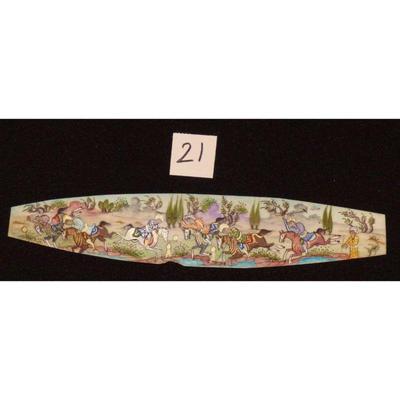 Antique Persian Miniature on Bone Painting, Fine Art Handmade, about 9" X 2", Market Value over than $450