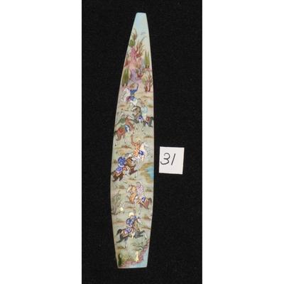 Antique Persian Miniature on Bone Painting, Fine Art Handmade, about 9" X 2", Market Value over than $450
