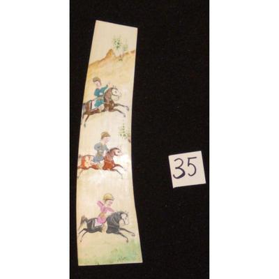 Antique Persian Miniature on Bone Painting, Fine Art Handmade, about 9" X 2", Market Value over than $450