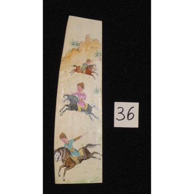  Antique Persian Miniature on Bone Painting, Fine Art Handmade, about 9" X 2", Market Value over than $450