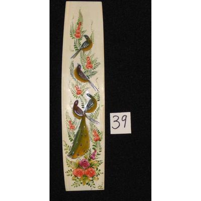 Antique Persian Miniature on Bone Painting, Fine Art Handmade, about 8" X 2", Market Value over than $450