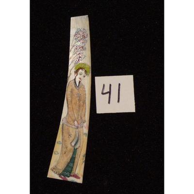 Antique Persian Miniature on Bone Painting, Fine Art Handmade, about 6" X 2", Market Value over than $450