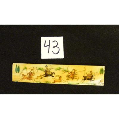 Antique Persian Miniature on Bone Painting, Fine Art Handmade, about 6" X 2", Market Value over than $450