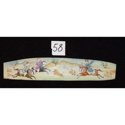 Antique Persian Miniature on Bone Painting, Fine Art Handmade, about 8" X 3", Market Value over than $450