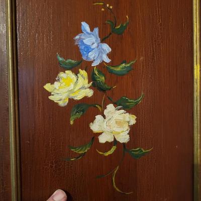 3 Panel Hand Painted Wood Screen