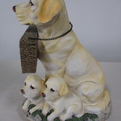 Outdoor Composite Solar Powered Dog Family Welcome Garden Statuette