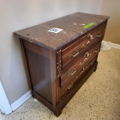 Hand Painted Marble Top Cabinet