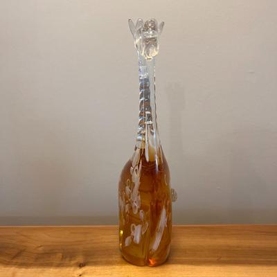 Vintage MCM Crystal Clear Industries Amber Giraffe Figurine
