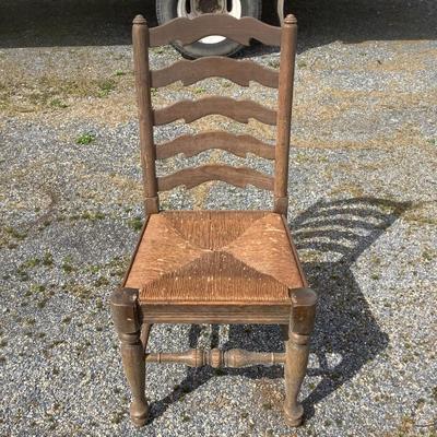 243 Set of 3 Antique Oak Chairs with Rush Seats