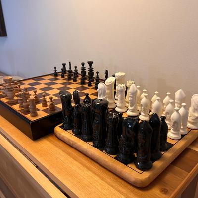 Lot of Wooden Games, Ceramic Chess Set