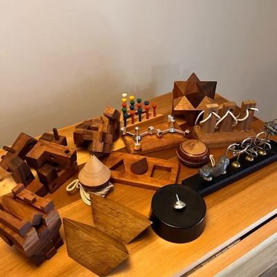 Wooden Game Puzzle Figurine Lot