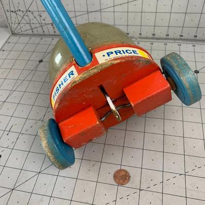 #20 Vintage Wood Fisher Price Corn Popper Rolling Toy