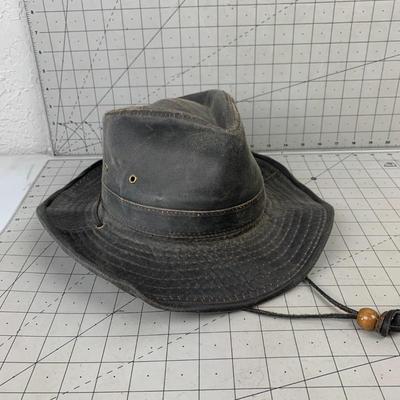 #26 Dorfman Pacific Hat Company Leather Outback Hat Size Medium