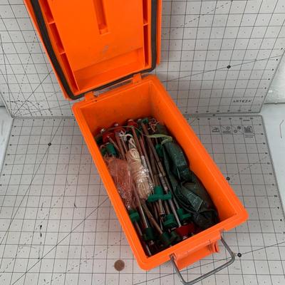 #48 Orange Tool Box Full of Tent Stakes