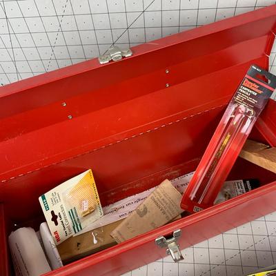 #56 Red Tool Box Full of Staples, Roofing Nails and more