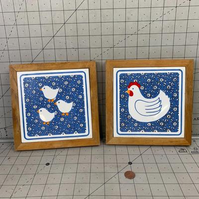 #79 Vintage Farm Animal Wood Framed Coasters