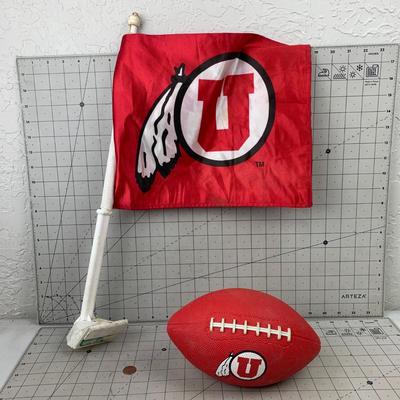 #113 Utah Utes Car Window Flag and Football