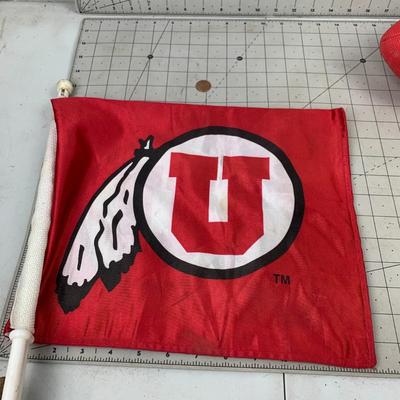 #113 Utah Utes Car Window Flag and Football