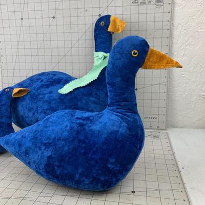 #183 Three Blue Stuffed Ducks