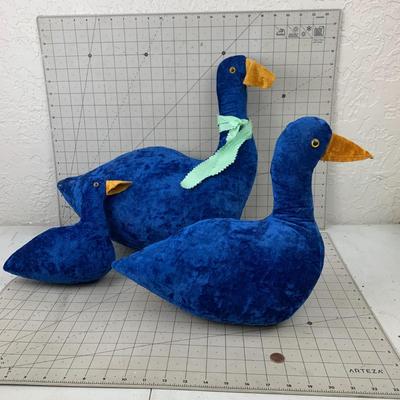 #183 Three Blue Stuffed Ducks