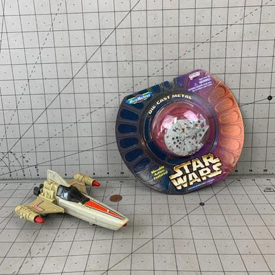 #268 Star Wars Die Cast Metal Millennium Falcon and Fighter Plane