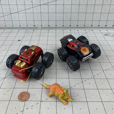 #317 Spiderman & Thor Trucks and Dinosaur