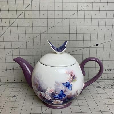 #328 Lena Liel Blossoms and Butterflies Tea Pot