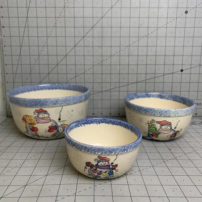 #330 Three Snowman Bowls