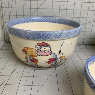 #330 Three Snowman Bowls