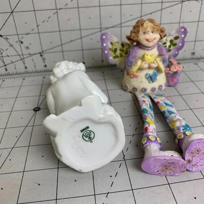 #344 German Porcelain Praying Child and Purple Fairy