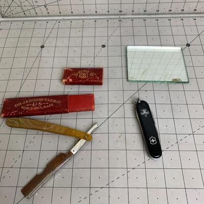 #349 J.R.Torrey Razor, Mirror and Pocket Knife