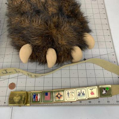 #374 Bear Slippers and Boy Scout Belt/Badges