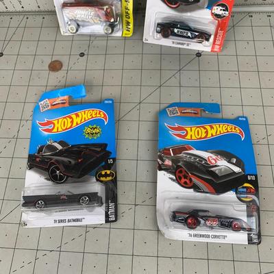 #386 Four Hot Wheels: Off Road, '10 Camaro 55, '76 Greenwood Corvette and Batmobile 