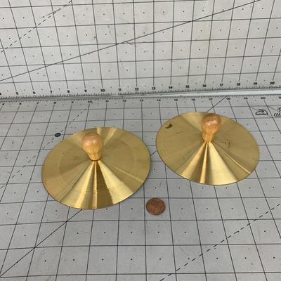 #399 Rythm Band Brass Symbols With Knobs