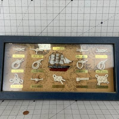 #432 Cutty Sark 1869 Ship Mini Model and Knots Framed