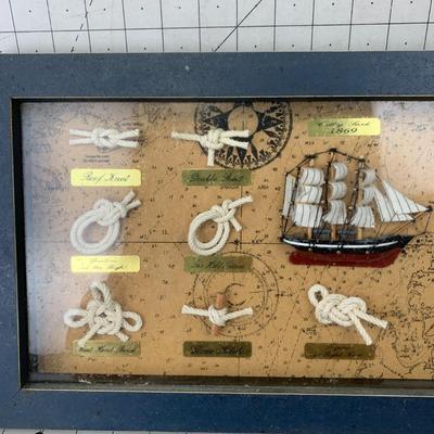 #432 Cutty Sark 1869 Ship Mini Model and Knots Framed