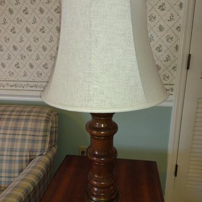 Pair of Turned Wood Post Lamps