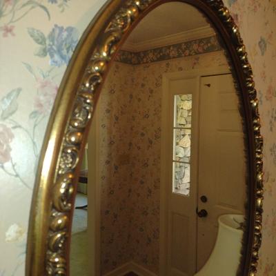 Gilt Frame Oval Wall Mirror
