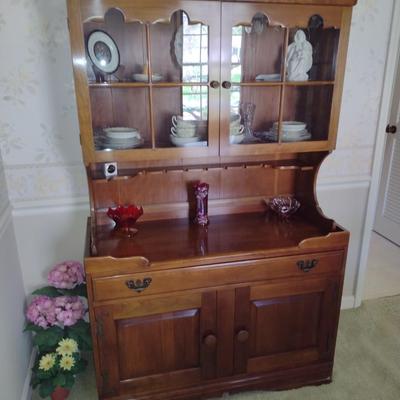 Two Piece Hutch China Hutch Cherry Wood by Monitor Furniture Co.