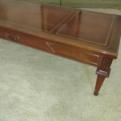 Mid Century Mersman Coffee Table with Leather Inlaid Top