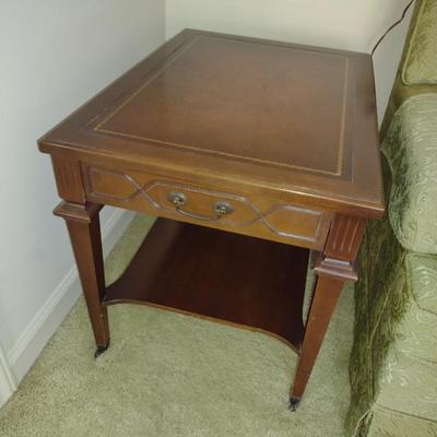 Mid Century Mersman Side Table with Leather Inlaid Top Choice A