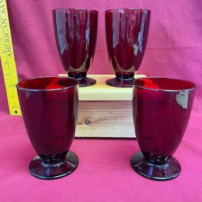Royal Ruby red glass footed