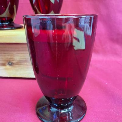Royal Ruby red glass footed