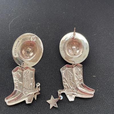 STERLING SILVER HAT AND BOOT PIERCED EARRINGS