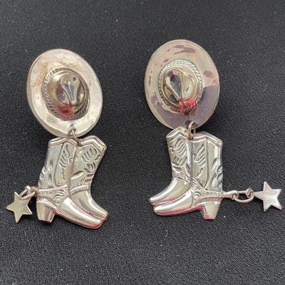 STERLING SILVER HAT AND BOOT PIERCED EARRINGS