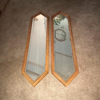 TWO MID MODERN WOOD FRAMED MIRRORS