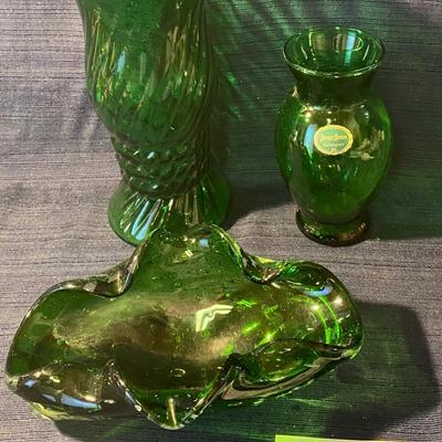 Green Vases and Dish