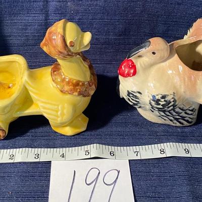 Vintage Shawnee Duck Planter and Ceramic Turkey Planter