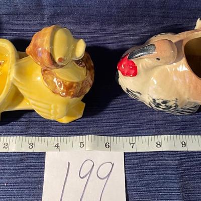 Vintage Shawnee Duck Planter and Ceramic Turkey Planter